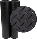 Rubber-Cal Diamond-Plate Rubber Flooring Roll - 3 mm x 4 ft x 7 ft Roll - Black