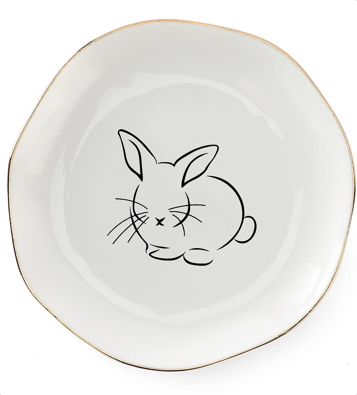 HOME SMILE Bunny Ring Dish,Rabbit Jewelry Tray,Easter Gifts for Women,Ceramic White,4"