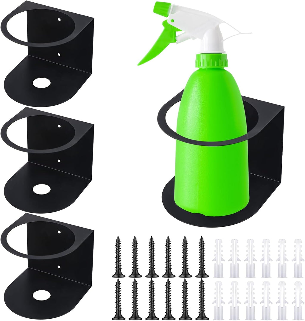 Gerrii 4 Pcs Spray Bottle Holder Wall Mount Stainless Steel Holder, Black
