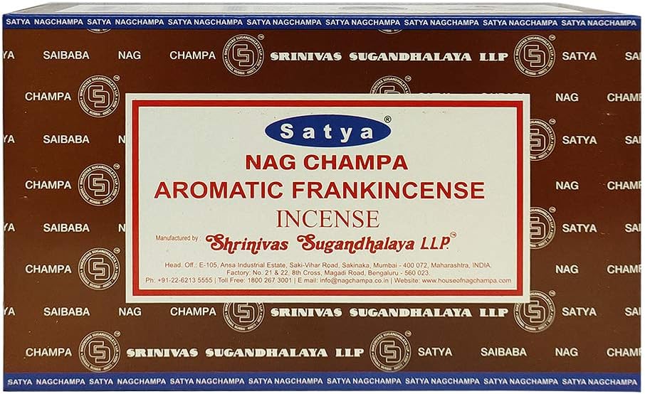 Satya 01344 Aromatic Frankincense Incense Sticks, 12 Packs x 15g, us:one Size