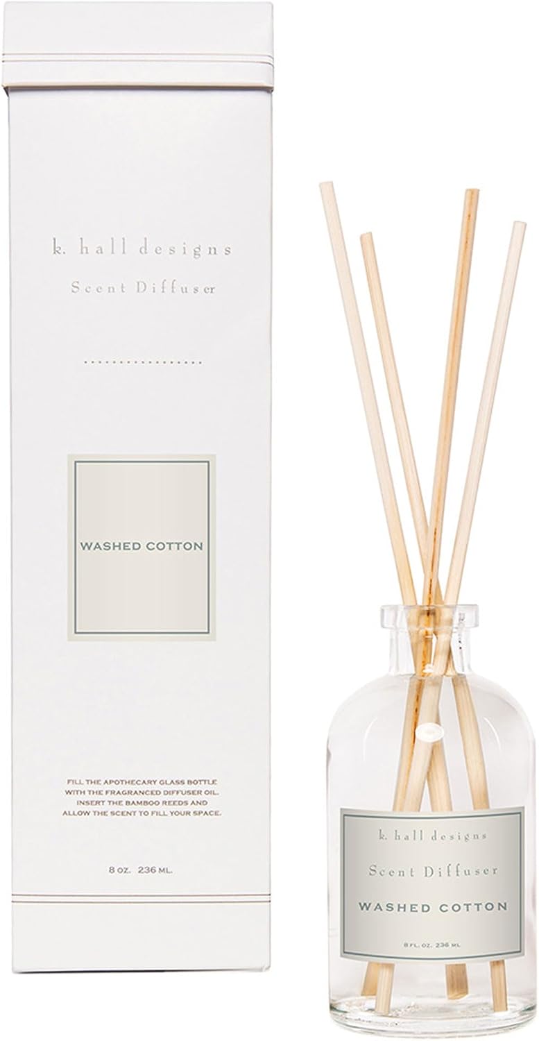 K. Hall Designs Washed Cotton Boxed Diffuser Kit, Refreshing Clean Scent