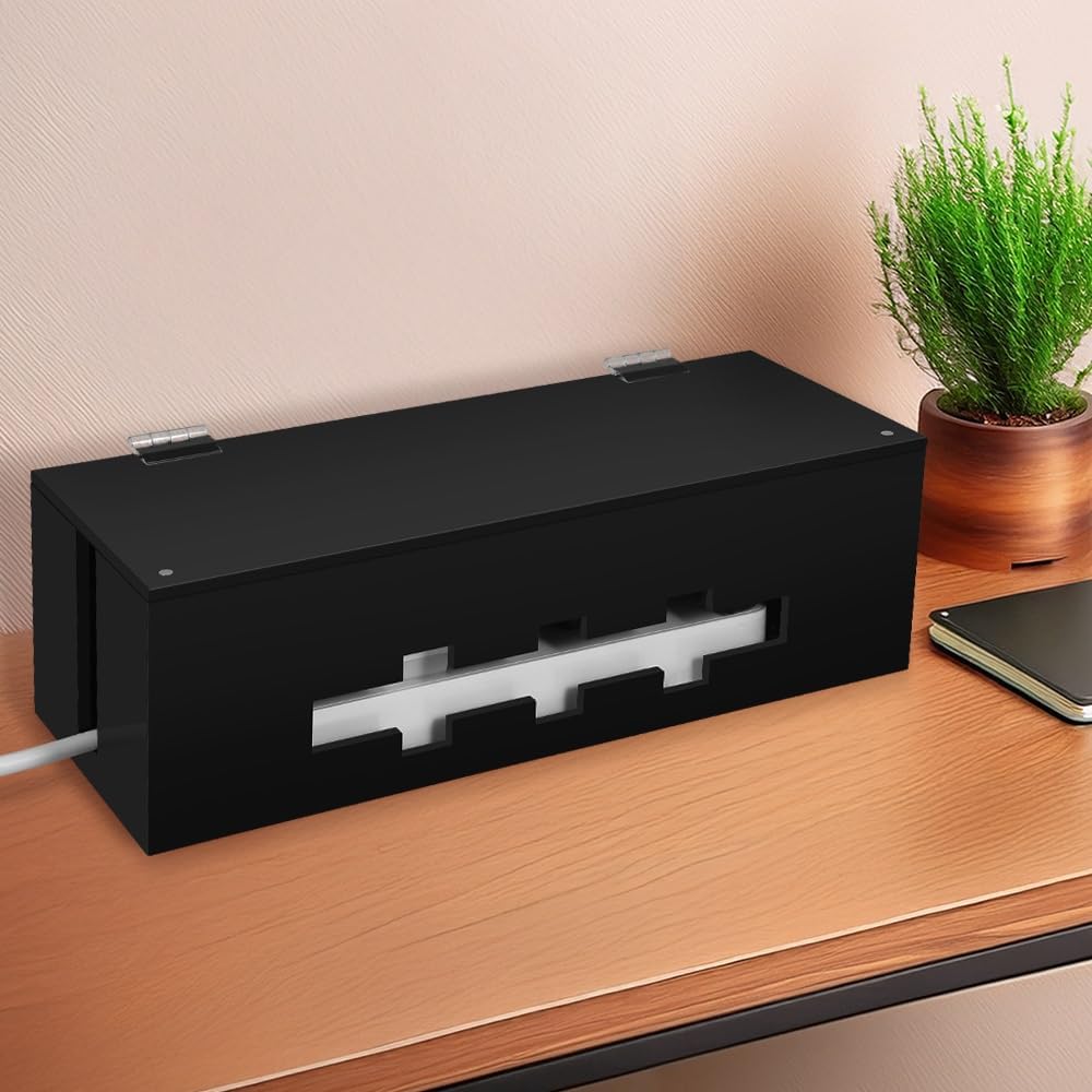 Cable Management Box with Magnetic Lock, Cord Organizer for Desk