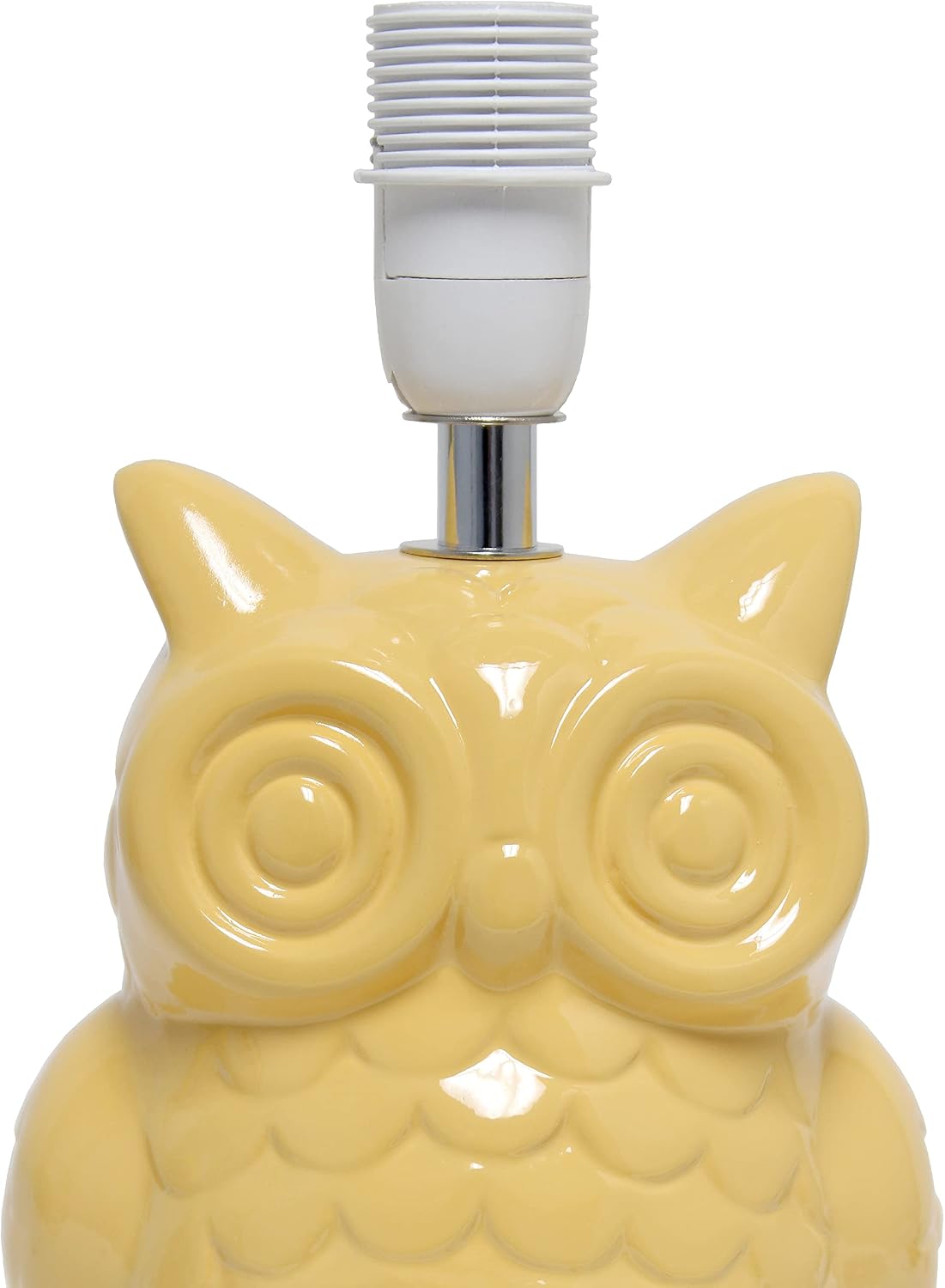 Simple Designs LT1136-DLN 12.8" Contemporary Ceramic Owl Bedside Table Desk Lamp w Matching Fabric Shade for Decor, Bedroom, Nightstand, Living Room, Entryway, Kids' Room, Nursery, Dandelion Yellow
