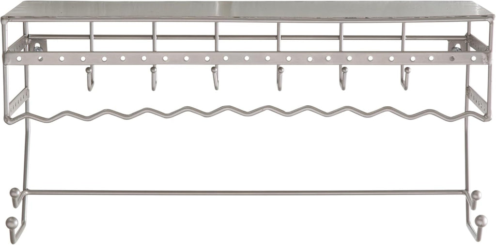 Simplify Wall Mounted Jewelry Organizer | Dimensions: 14.6"x 3.9"x 7.5" | 1 Tier | Home Organization | Great for Bracelets | Necklaces | Earrings | Satin Finish | Mirror Base Shelf