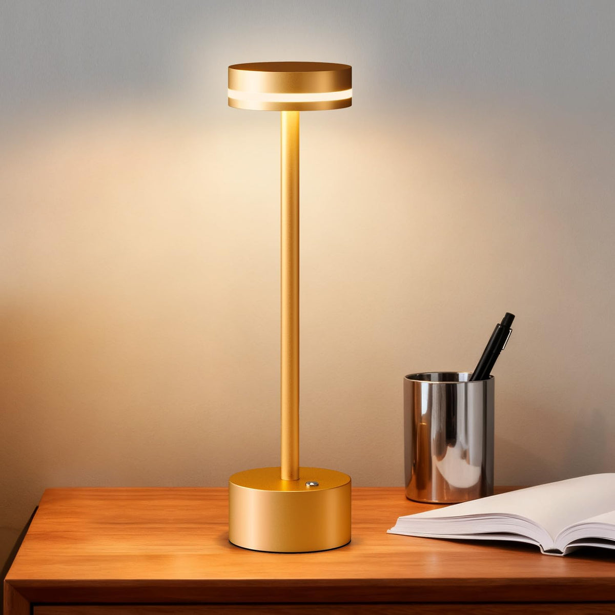 Rechargeable Cordless Table Lamp Gold Touch Control Dimmable