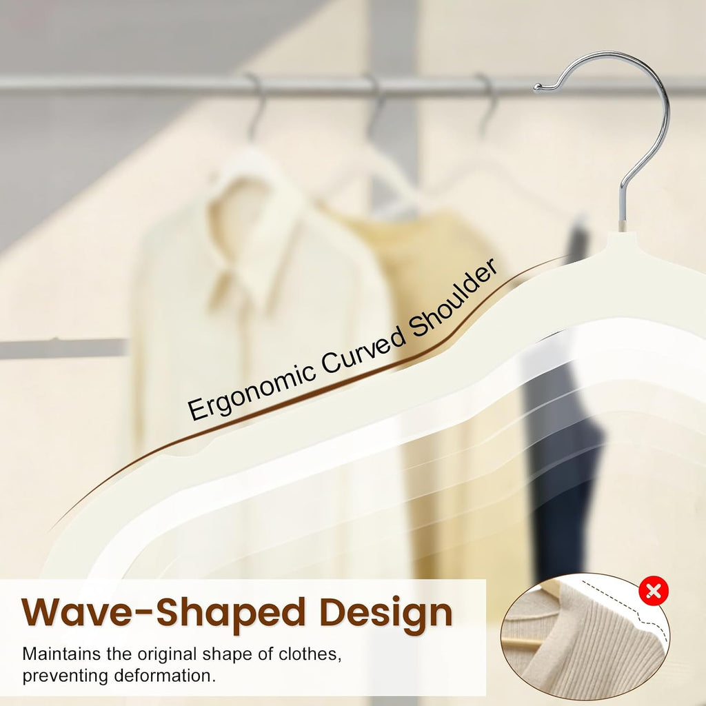 Velvet Shirt Hangers 30 Pack, No Shoulder Bumps for Clothes (White)