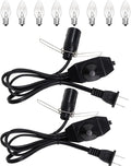 Salt Lamp Cord Replacement 2-Pack with Dimmer Switch 5 feet Lamp Cord and 8-Pack Halogen Salt Lamp Bulbs(15 Watts)