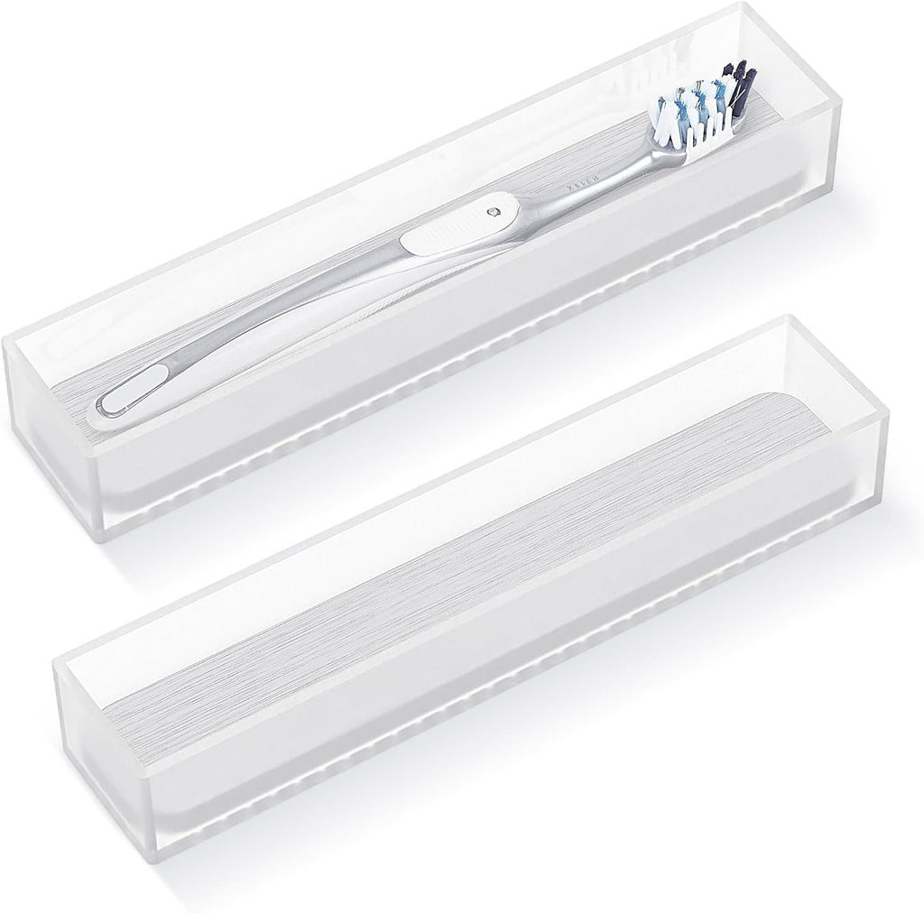 Linkidea 2-Pack Acrylic Toothbrush Holder with Diatomite Drainage Base