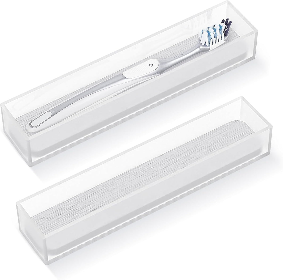 Linkidea 2-Pack Acrylic Toothbrush Holder with Diatomite Drainage Base