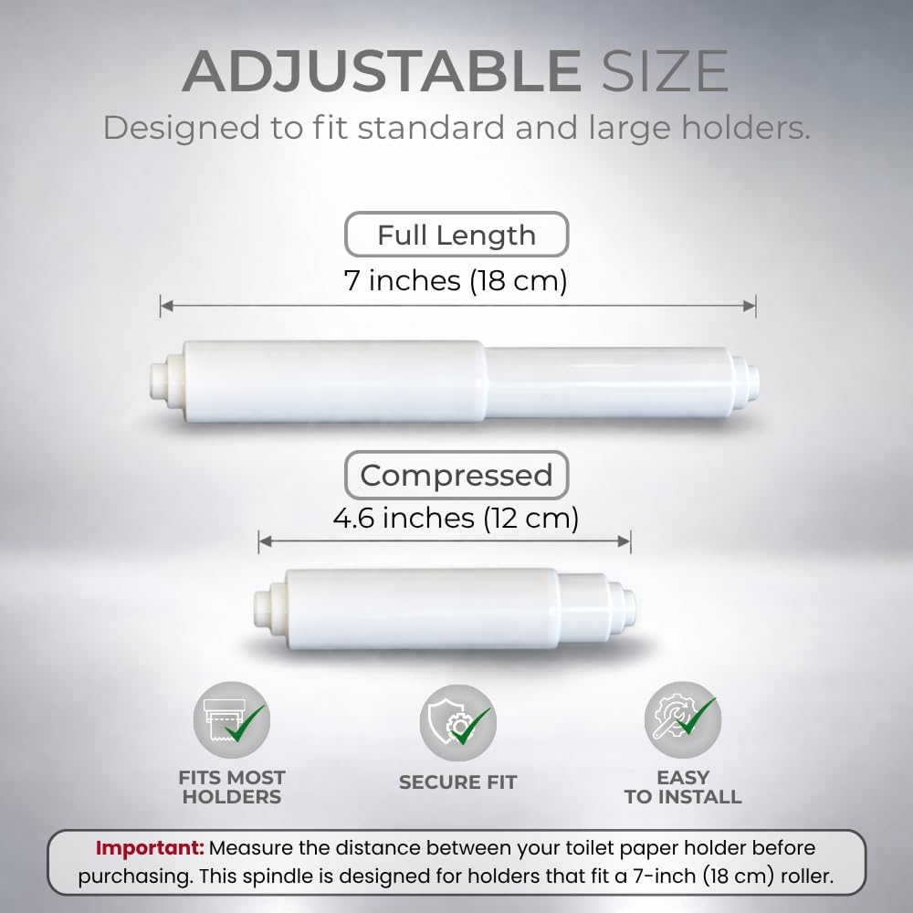7 Inch White Toilet Paper Holder Spring Loaded Roller Replacement Rod