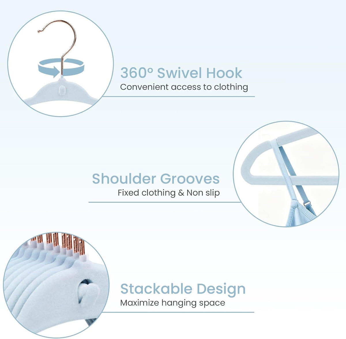 Toddler Hangers Velvet, Kids Hangers Felt, 11 in, 30 Pack, Blue