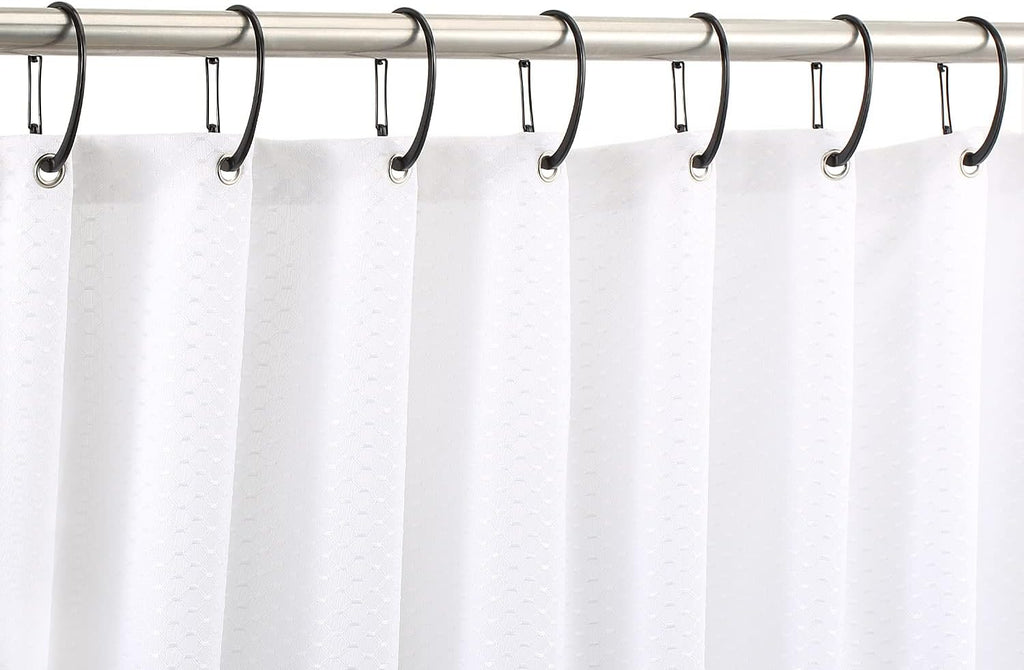 Black Shower Curtain Rings, Rustproof Shower Curtain Hooks for Bathroom, ZESLMG Decorative Shower Hooks Rings for Shower Curtain Rod Hangers, Set of 12 D-Shaped Design