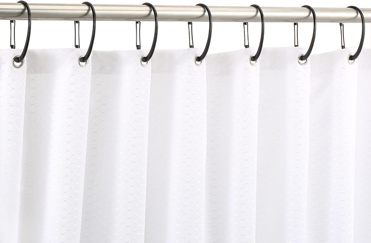 Black Shower Curtain Rings, Rustproof Shower Curtain Hooks for Bathroom, ZESLMG Decorative Shower Hooks Rings for Shower Curtain Rod Hangers, Set of 12 D-Shaped Design