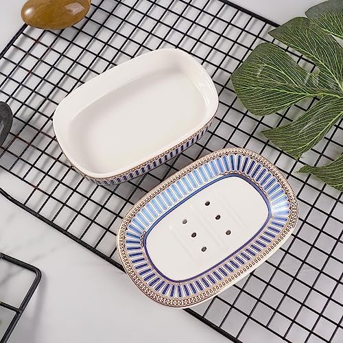 Self Draining Soap Dish, Double-Layer Bar Soap Tray(Style A)
