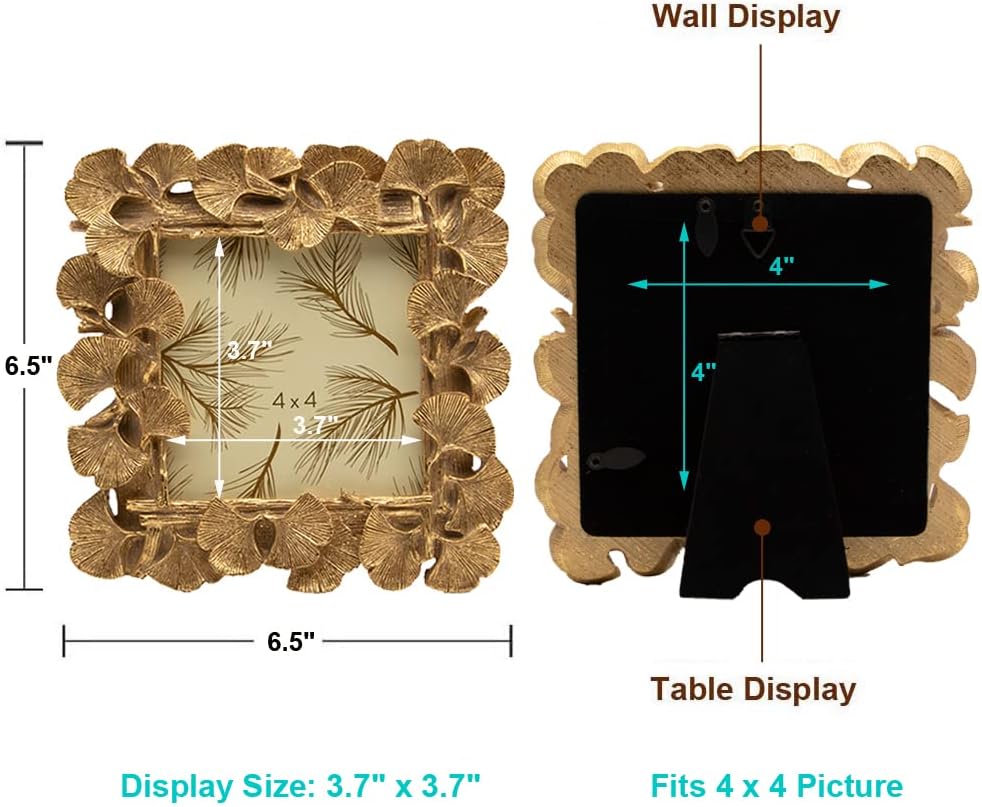 4x4 Vintage Picture Frame, Small Antique Gold Frame Square