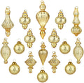 Glass Christmas Ball Ornaments Mercury Glass Drop Ornaments Holiday Trees Wreaths & Garland Decor Gold Color Size: 1.57''-5.39''(17 Pieces)