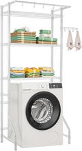 VEVOR Over the Washer and Dryer Storage Shelf, 3 Tier Laundry Room Drying Rack with Hanger Rod and Hooks, Adjustable Over Washer and Dryer Shelves, Laundry Room Shelf Storage Space Saver, White