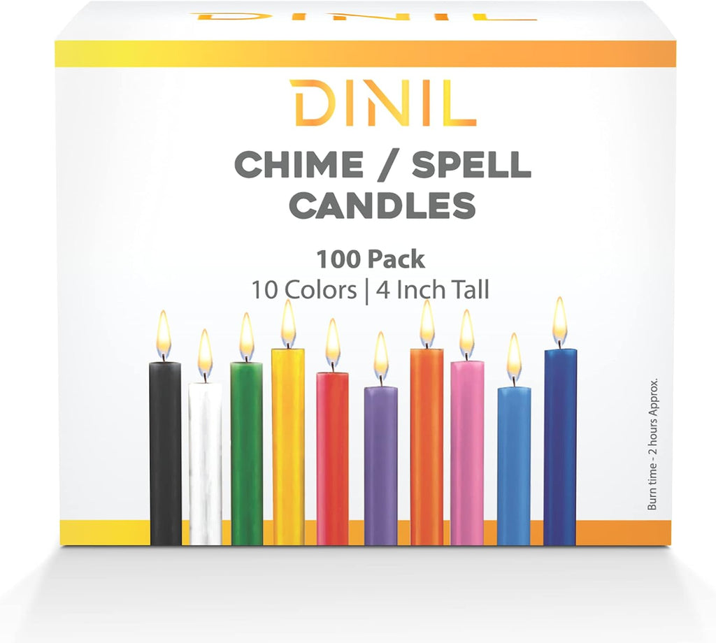 Dinil Assorted Spell Candles, 100-Pack Unscented 4-Inch Chime Candles