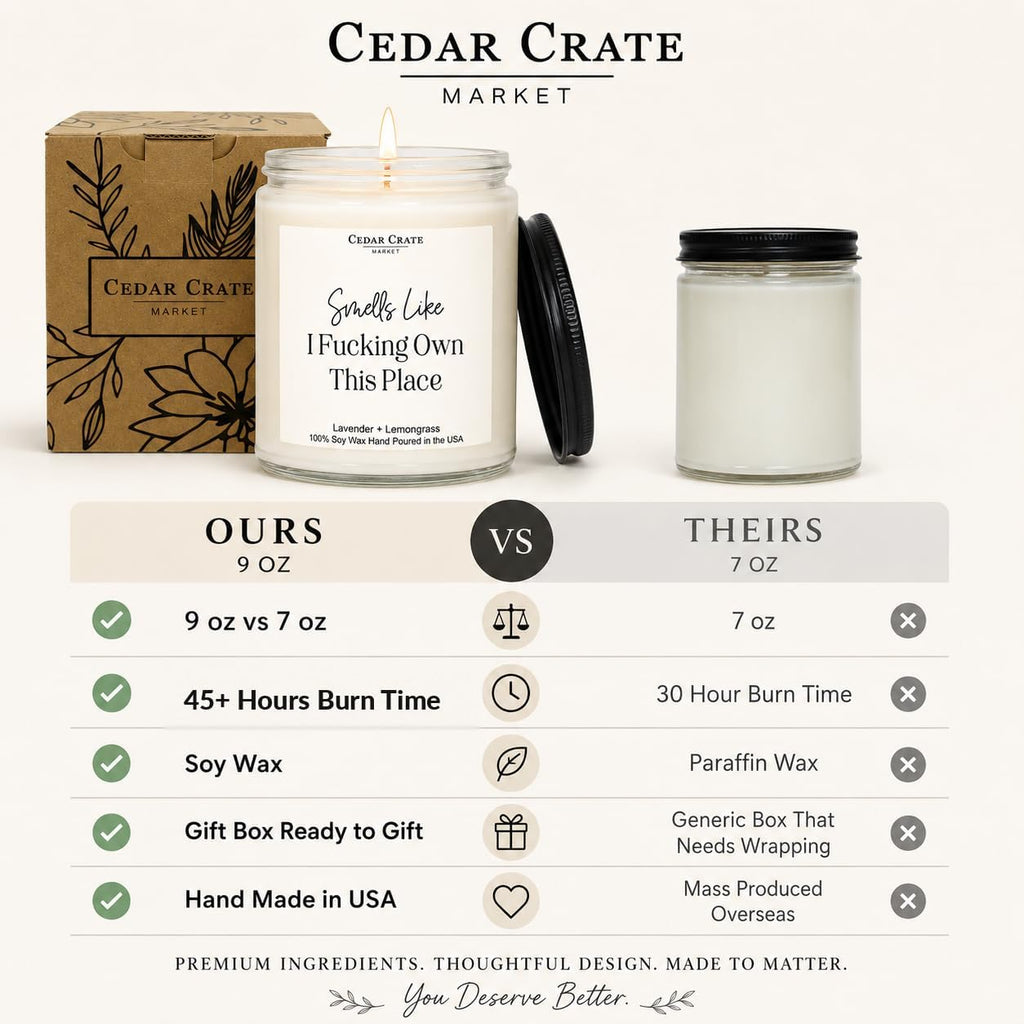 Cedar Crate Market Funny Candle, House Warming Gifts New Home, Housewarming Gifts for Women, Men, Couple, New Homeowner - First Apartment Essentials, Closing Presents for Home Buyers, Made in USA