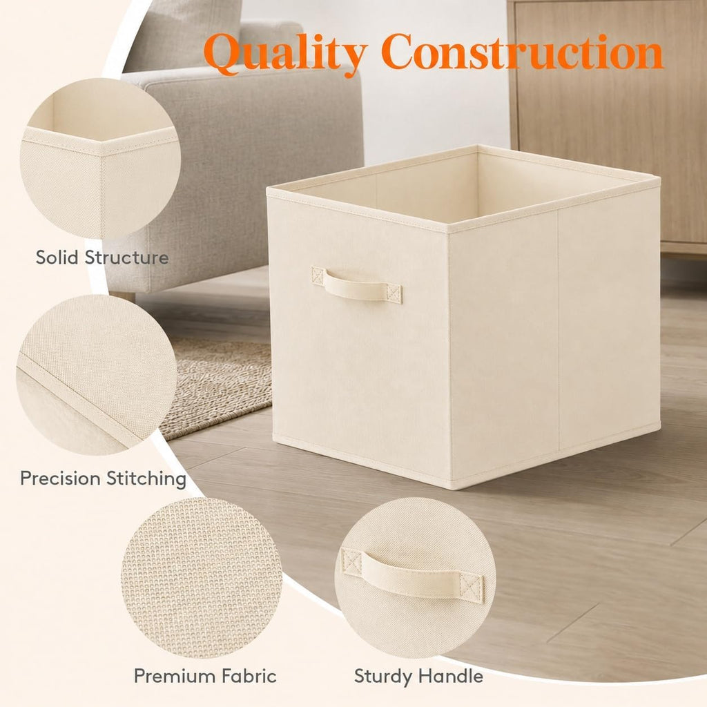 Lifewit Storage Cubes, 11 Inch Organizer Bins, 18L Beige, 6 Packs