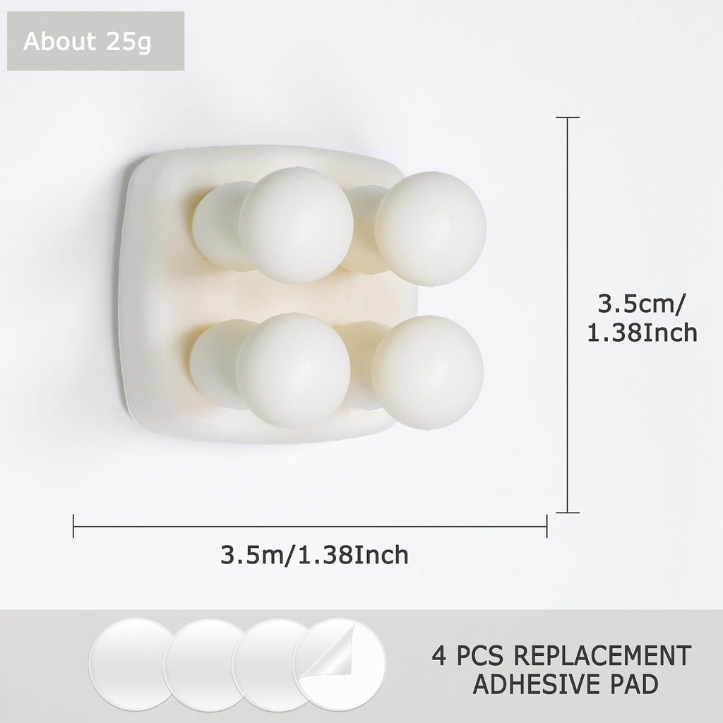 Silicone Toothbrush Holder Multi-Function Hook Waterproof self Adhesive Single Toothbrush Hook Plug Holder for Wall for Hanging Bathroom Kitchen Living Room Office (Square-Cream)
