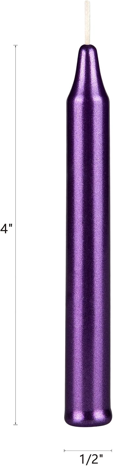 Mega Candles Mini Taper Chime Spell Candle 20 Count 4" x 1/2" Mtl D-Purple