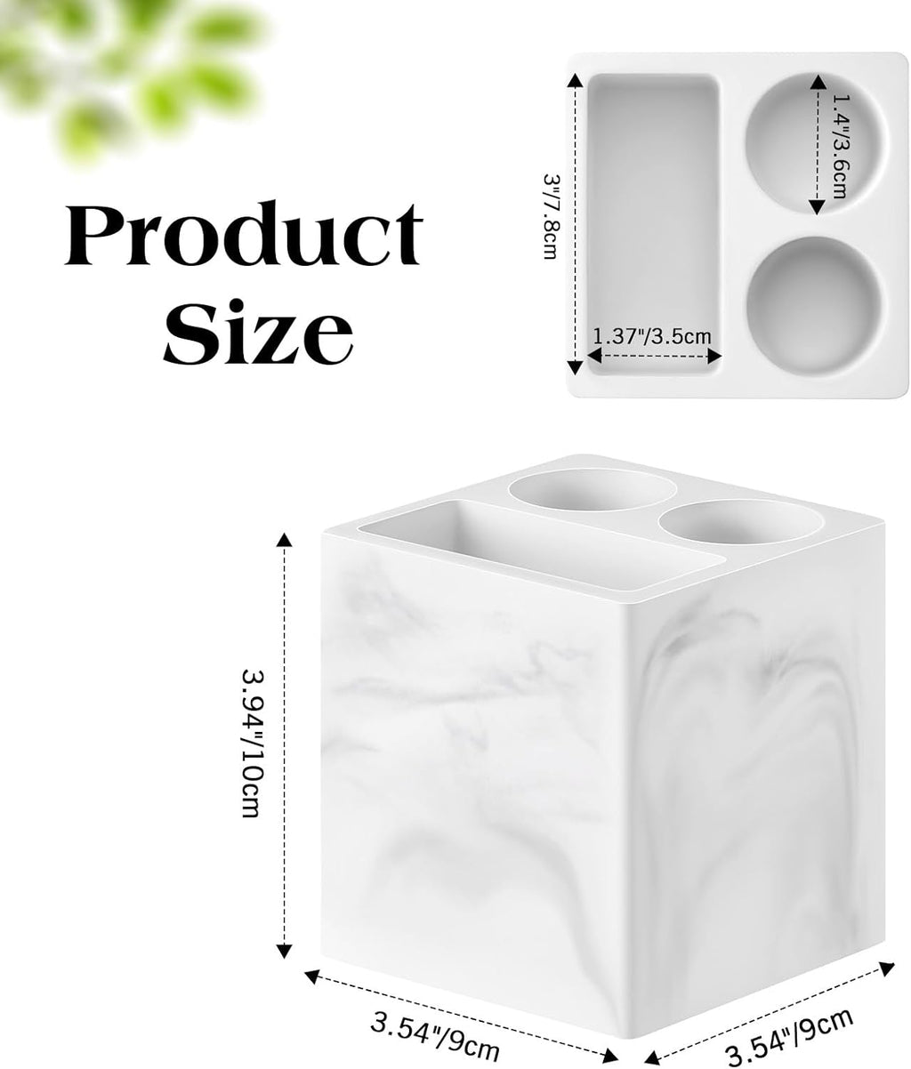 Luxspire Toothbrush Holder, 3 Slots, Marble White