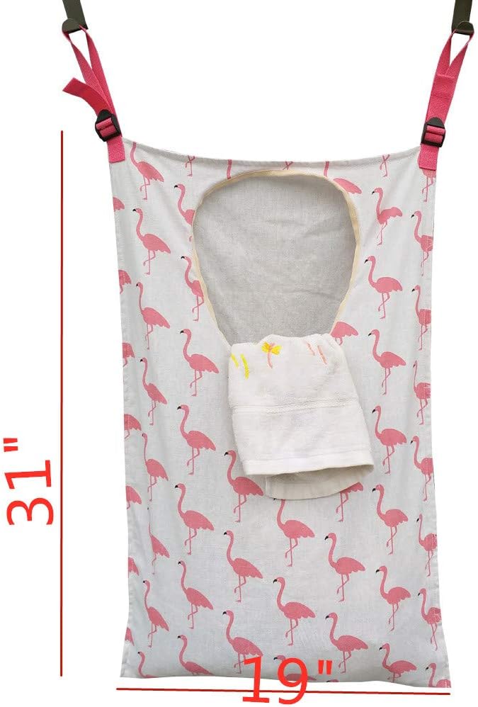 HDHYK Adjustable Door-Hanging Laundry Hamper with Stainless Steel Hooks