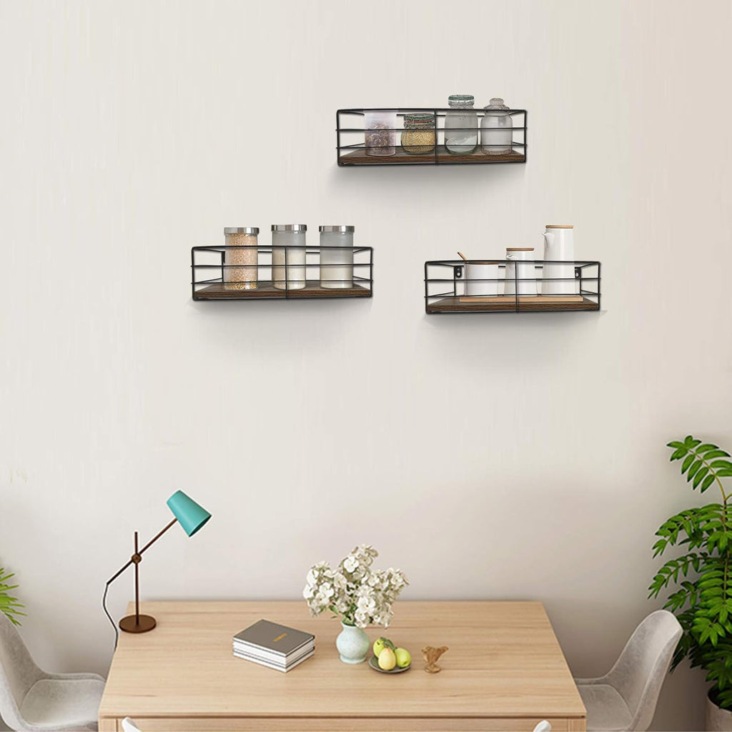 CRUGLA Floating Shelves Wall Mounted Set of 3, Hanging Storage Wall Shelf for Bathroom, Living Room, Bedroom, Kitchen Home