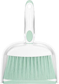 Mini Broom and Dustpan Set Small Broom with Dustpan Combo Set Portable Cleaning Tools for Home Office RV Learning Camping (White+Green)