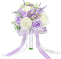 Bride Bouquets for Wedding 8.5 Inch Lilac Artificial Rose Flower Bridal Bouquets for Bride Wedding Bridesmaid Marriage Proposal Party Anniversary Church Decoration