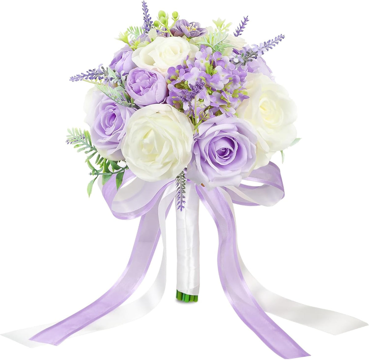 Bride Bouquets for Wedding 8.5 Inch Lilac Artificial Rose Flower Bridal Bouquets for Bride Wedding Bridesmaid Marriage Proposal Party Anniversary Church Decoration