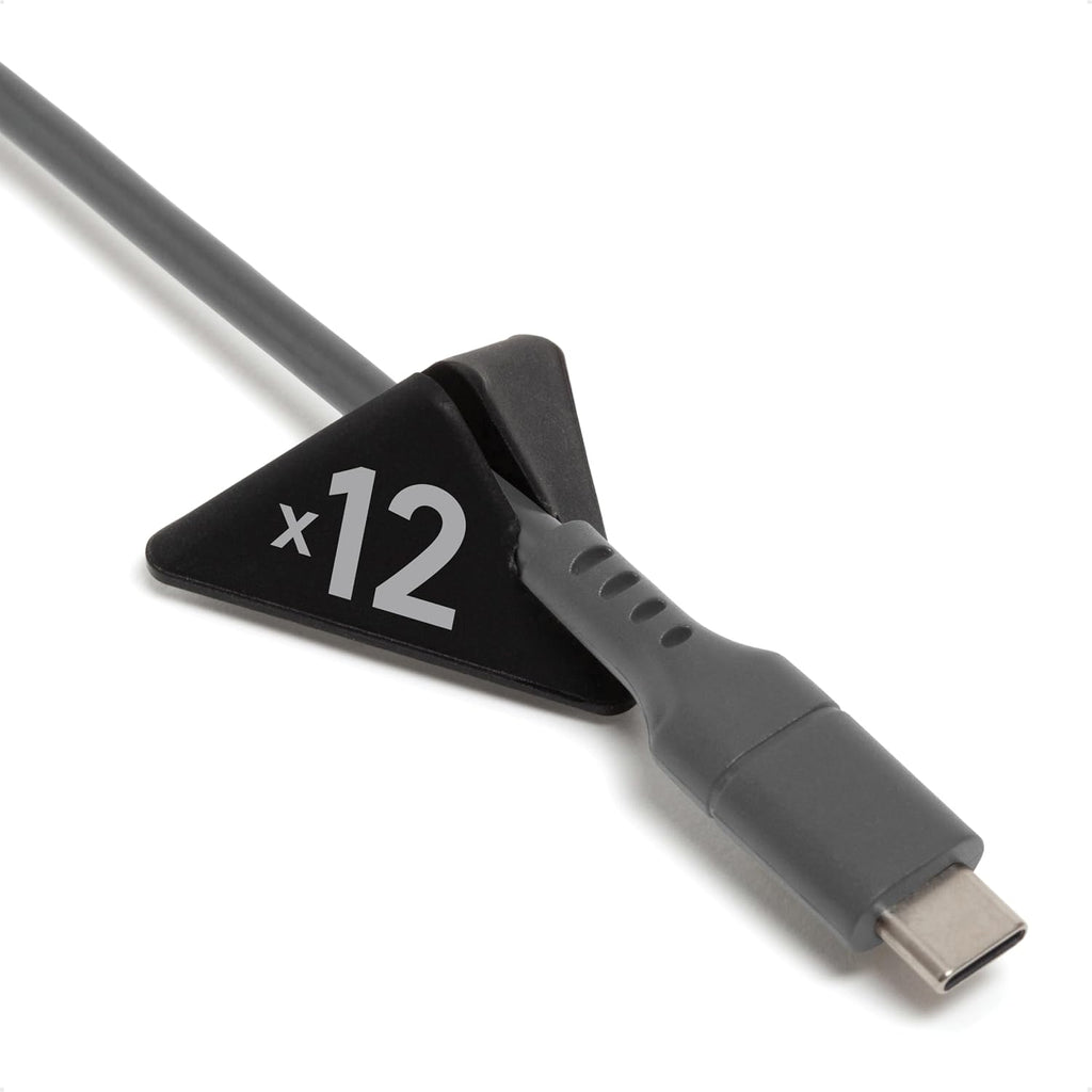 U Brands Pyramid Cord Organizers, Set of 12 Cable Clips, Black