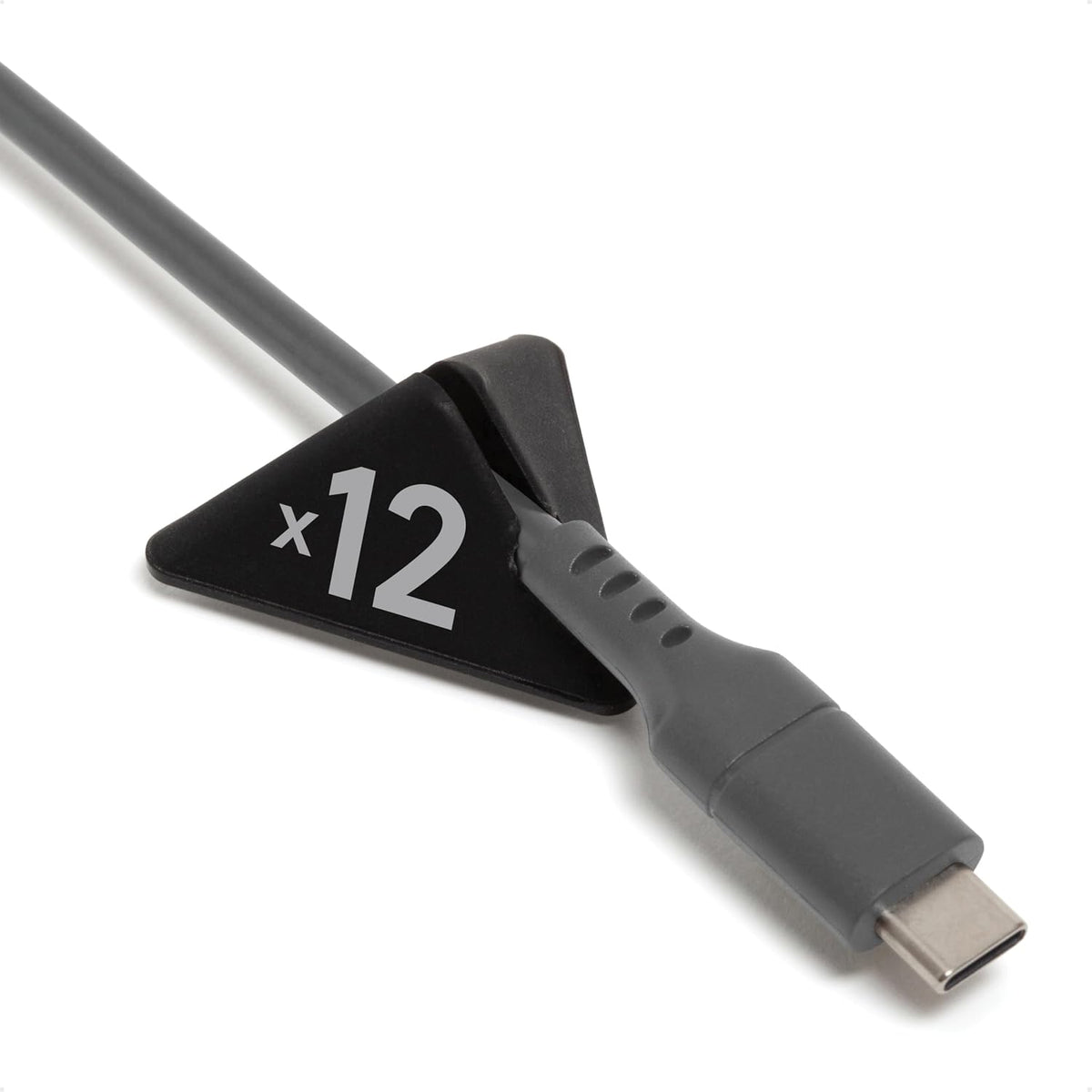 U Brands Pyramid Cord Organizers, Set of 12 Cable Clips, Black