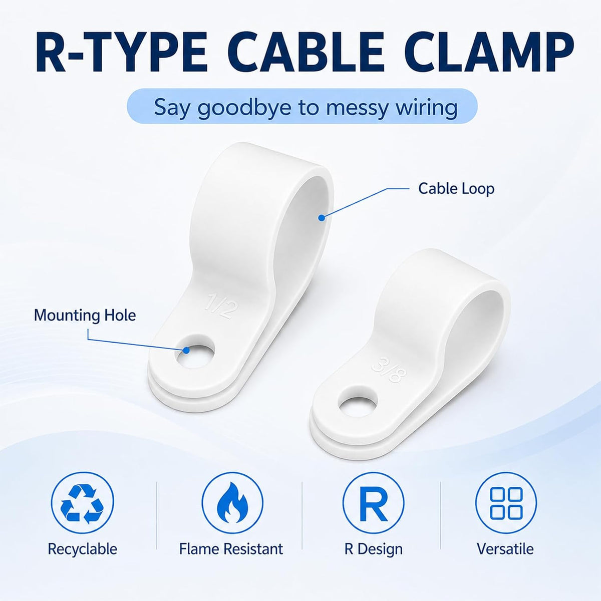 330 Pcs White Cable Clips Wall, Plastic Wire Cable Clamps with Screws, R Nylon Wire Clips for CordsWire Clamps for Cables, cCable Management Clipss, for Organizing Electric Wires Cords(5 Sizes)