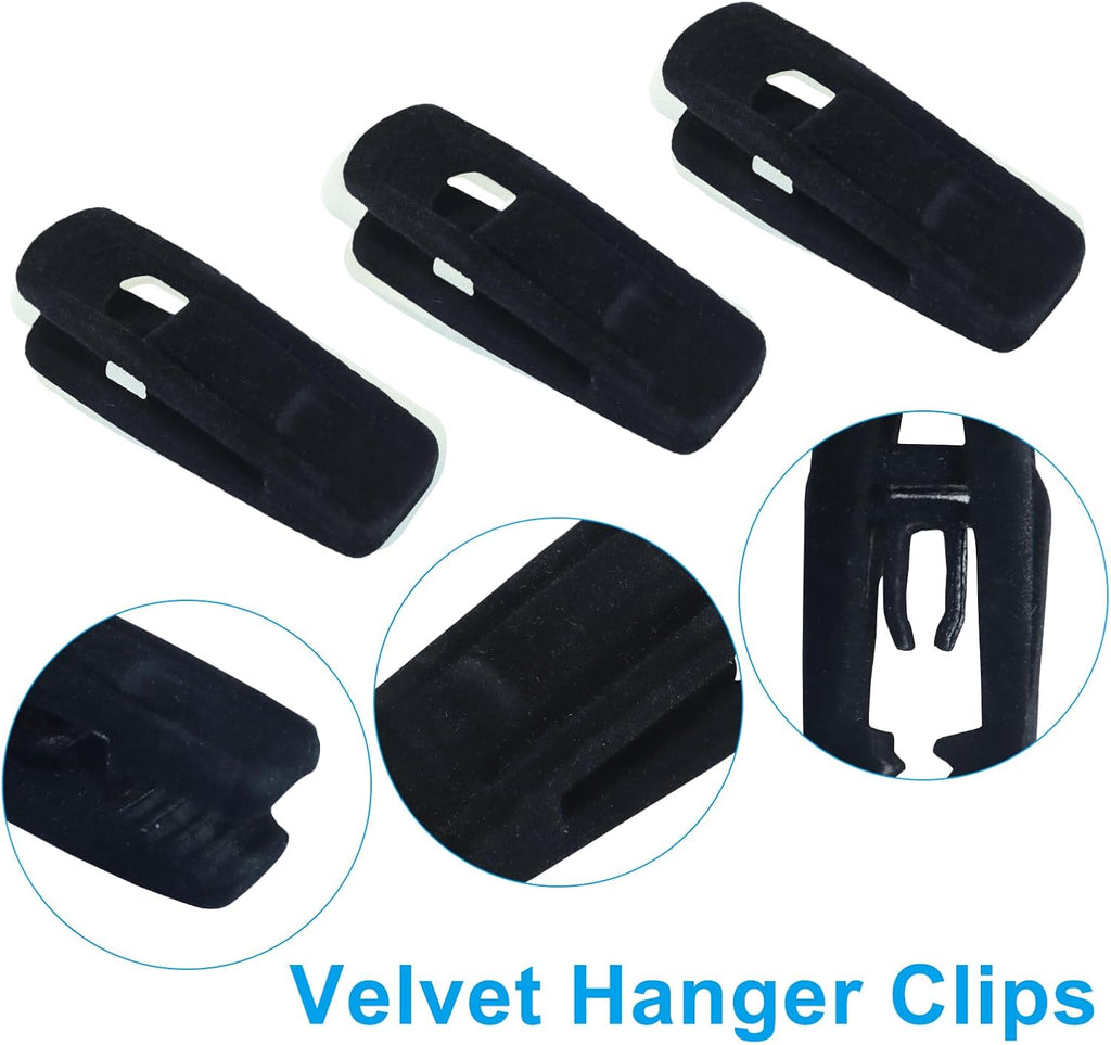 Black Velvet Hanger Clips, 30 Pack
