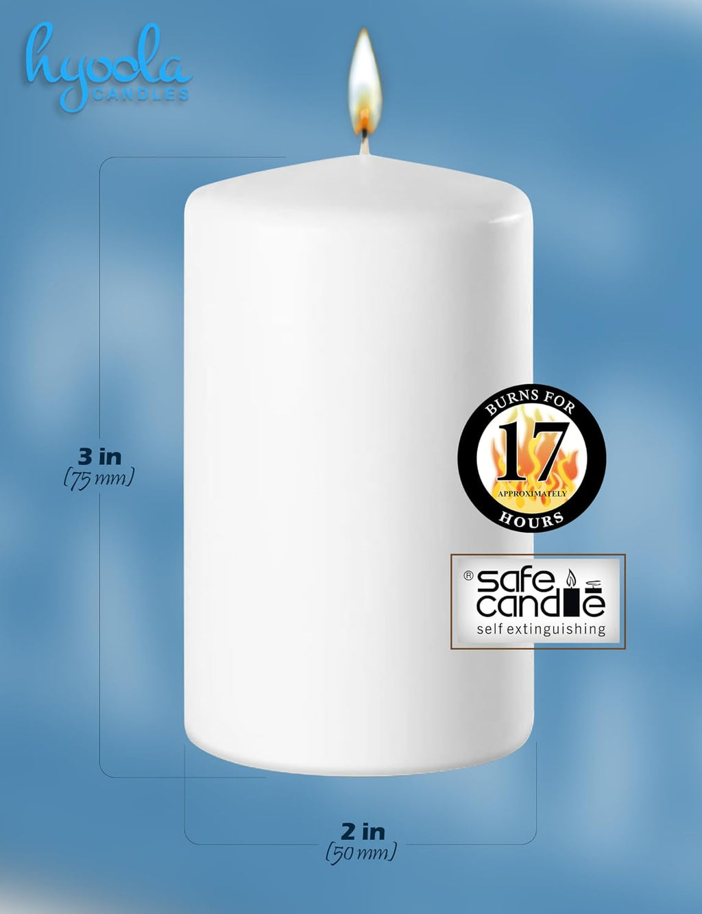 HYOOLA White Pillar Candles 2x3 Inch - 24 Pack Unscented Bulk Pillar Candles - European Made