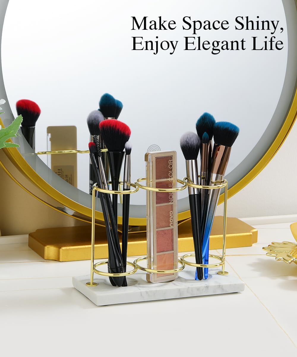 Emibele Electric Toothbrush Holder, 3 Slots 2-Layer Gold Toothbrush Holder