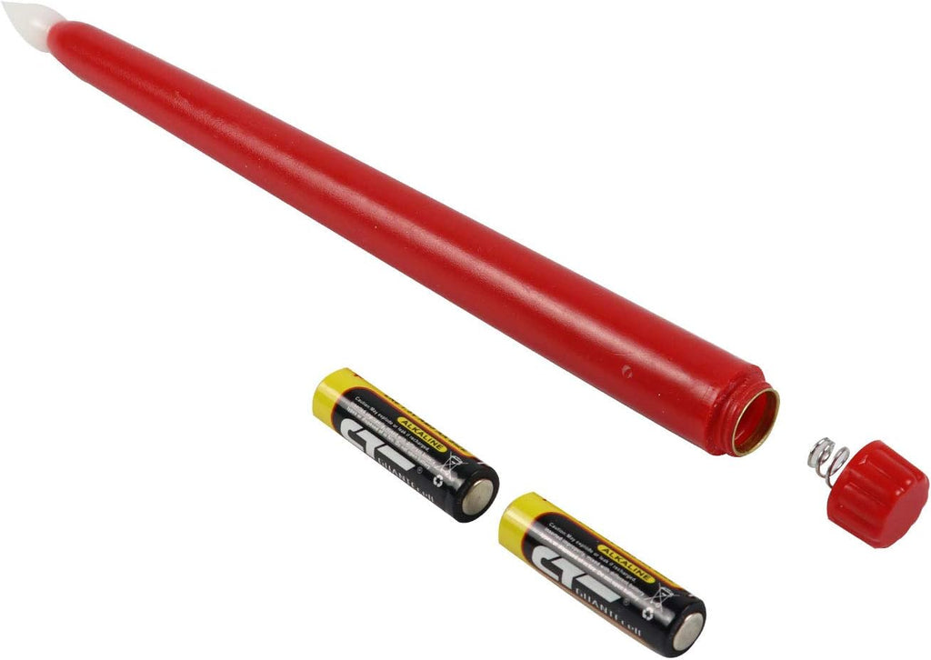 Rhytsing Red 10.8" Flameless Taper Candles with Timer, Battery Operated Candles with Remote, Smooth Wax Finish, Warm White LED, 8 Batteries Included - Set of 4