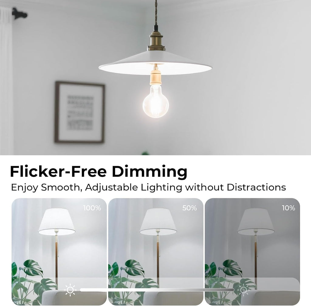 GvvooHome Dimmable E26 LED Bulb 6W, 60 watt Equivalent, A19 Clear Glass LED Light Bulb 5000K Daylight, Vintage LED Edison Bulbs for Ceiling Fan, 90+CRI, 600LM, 4 Pack