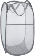Portable Mesh Popup Laundry Hamper with Durable Handles, Folding Pop-Up Clothes Hampers Collapsible for Storage, Travel Cloth Basket Great for Home Kids Room, College Dorm, Travel (Grey)