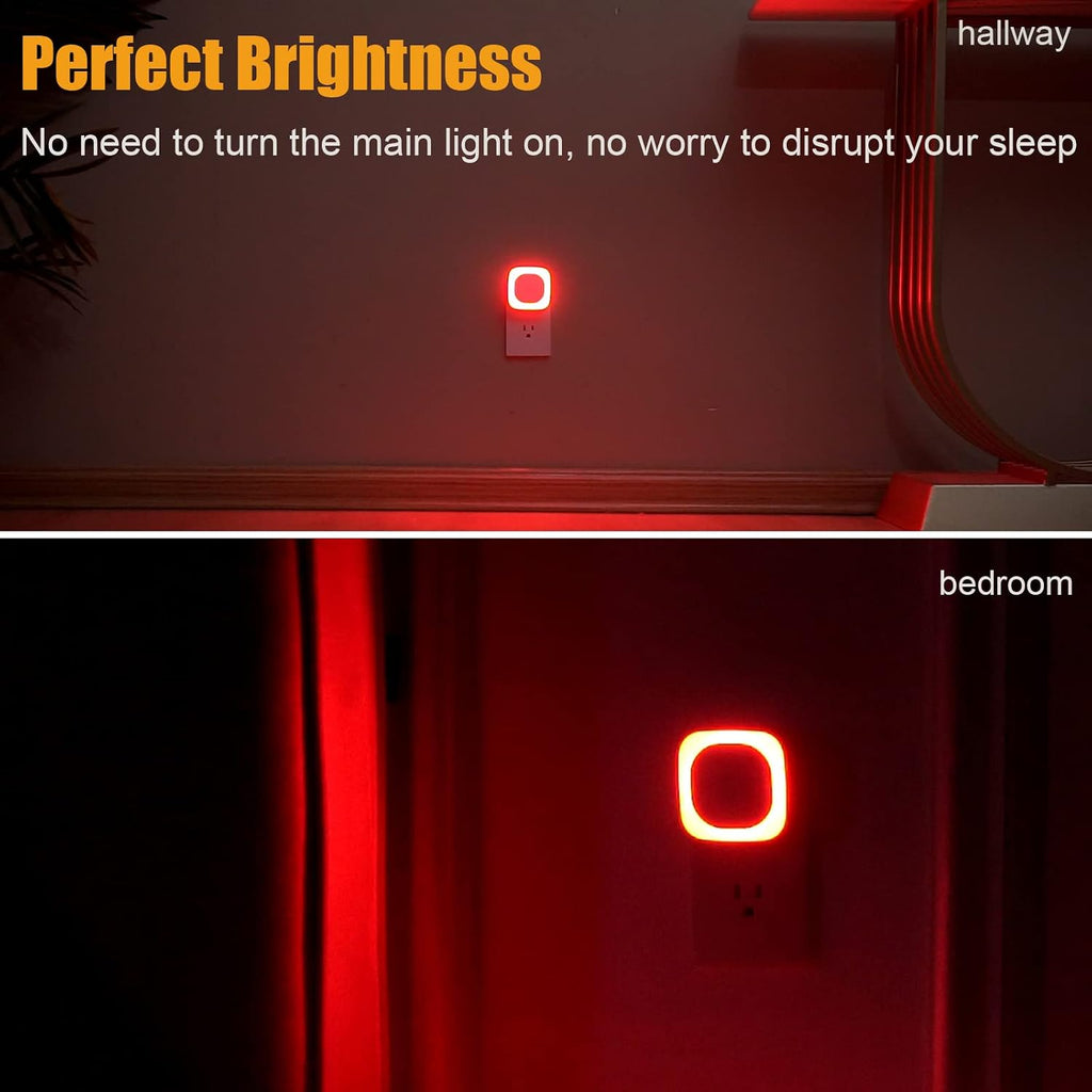 YUNLEX 2 Pack Red Night Light Plug into Wall, Dim Glow for Sleep, Eye-Care