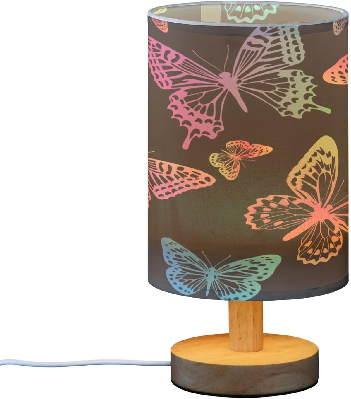 Fantasy Rainbow Butterfly LED Table Lamp with USB Port Rechargeable Lamps Bedroom Lamps for Nightstand Living Room Dorm Home Office Desk