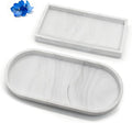 HO2ME Silicone Marble Pattern Tray, 2-Pack, Flexible Organizer, Crisp White