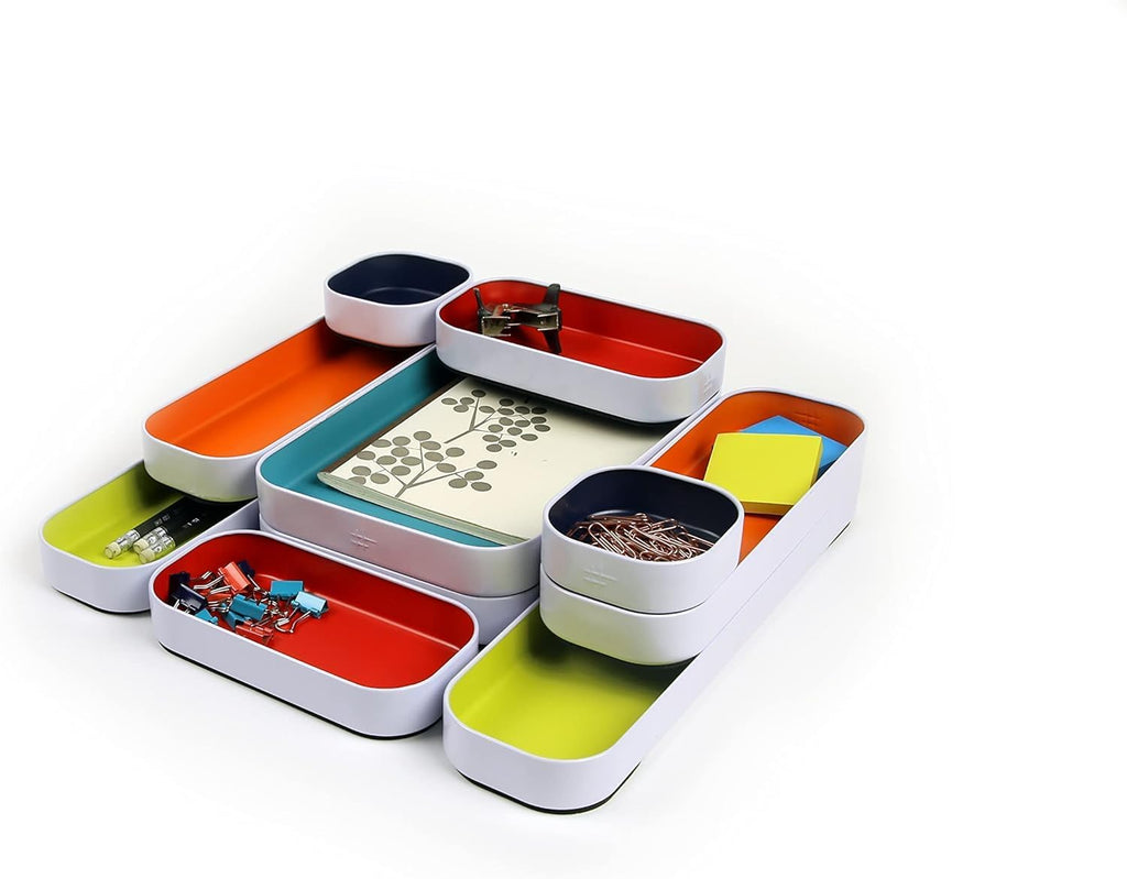 Three by Three Seattle Metal Drawer Organizer Tray Set, 10-Pc (Assorted)