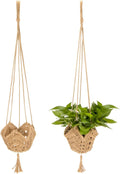 RAINFLOW Indoor Macrame Plant Hangers 2 Pack, Jute Plant Holders