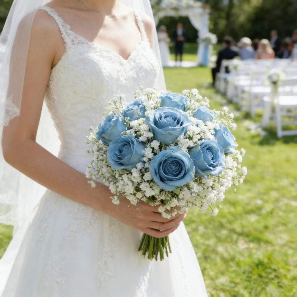 16 Realistic Artificial Roses (Rose-Flower-Blue)