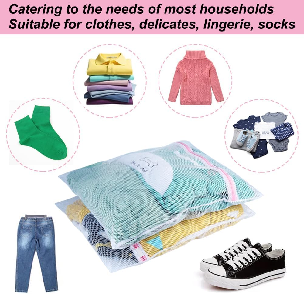 Vivifying Mesh Laundry Bags, 4 Pack, 3 Sizes, Polyester Wash Bags