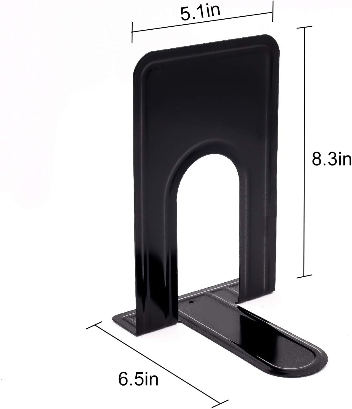 8 Pairs 16 Pieces 8.3 x 5.1 x 6.5 Inch Metal Bookends, KINJOEK Heavy Duty Book Support with Anti Slip Pads for Books, Magazines, DVDs, Perfect for Home, Office, School, Library, Black