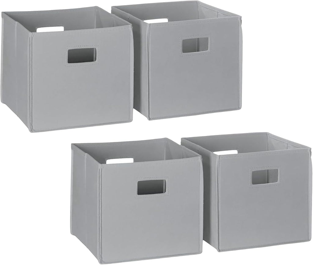RiverRidge Folding Storage Bins - 4-pack of 10in Tall Gray Cubes